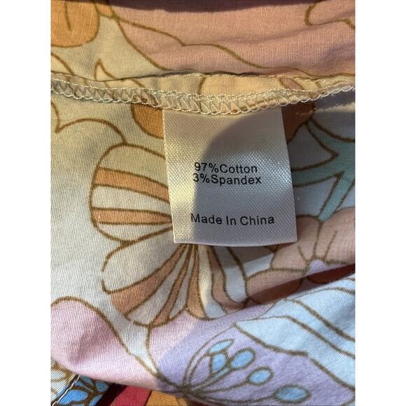 Tuckernuck Wild Rhapsody Floral Retro Baskin Print Cotton Top Tie Neck XL New - Picture 13 of 14